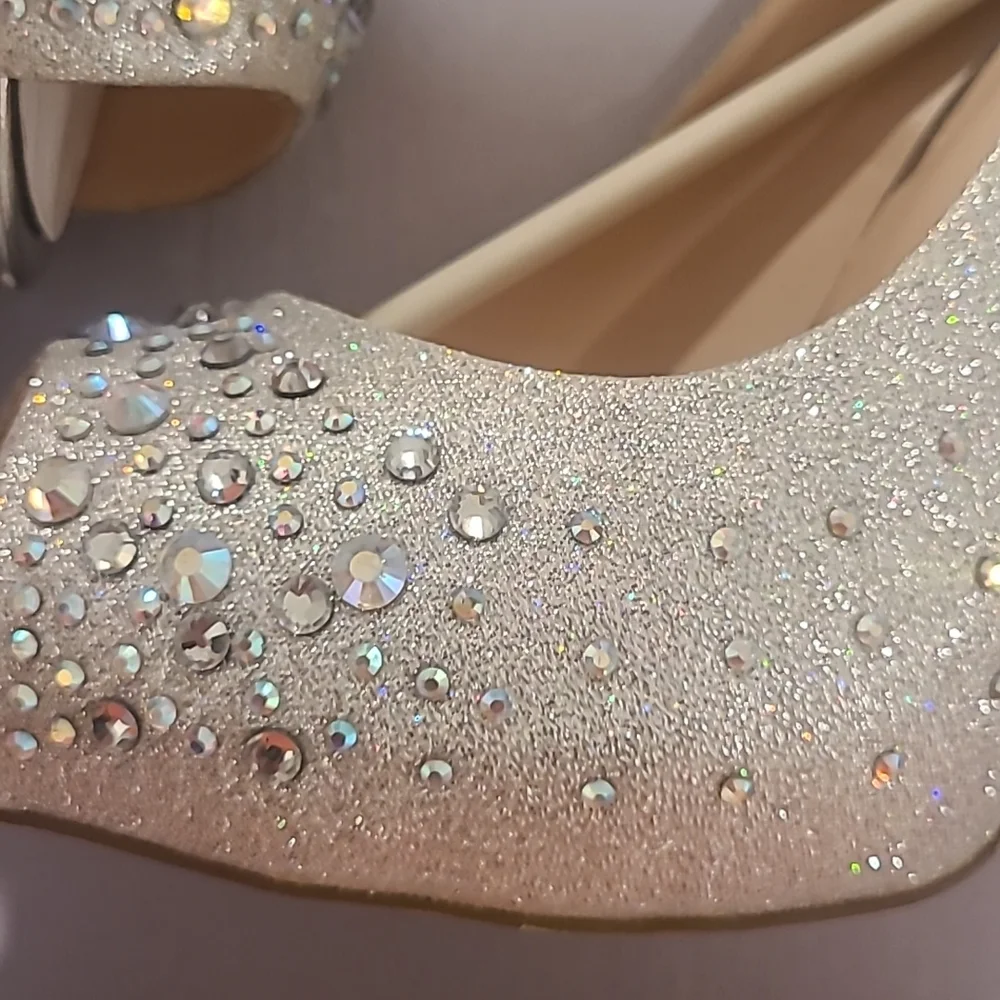 Platform Silver Rhinestone Pumps - Picture 3 of 3